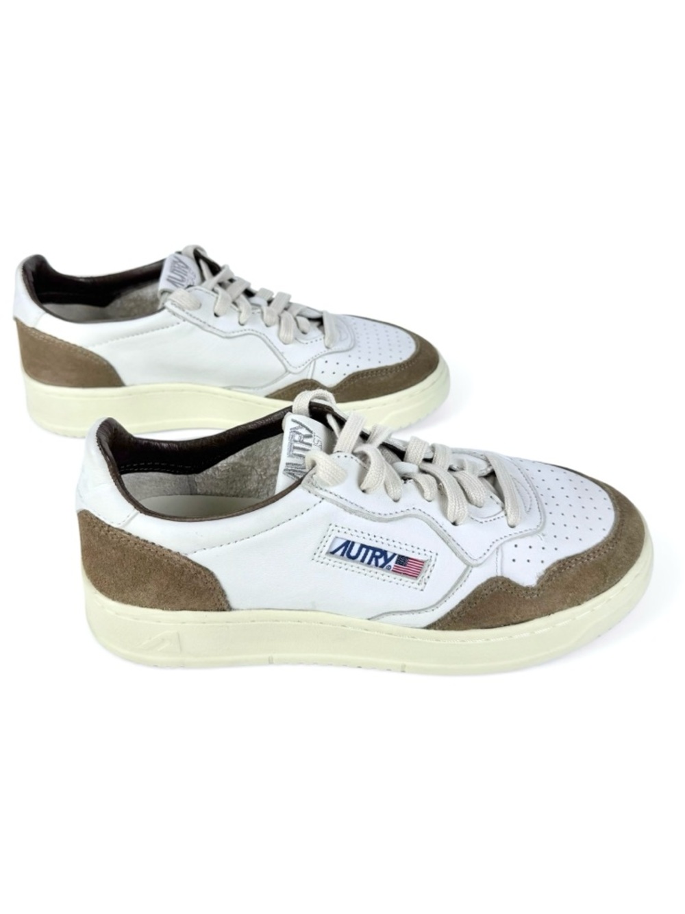 Autry Medalist Low Sneakers Leather Suede White Brown Size 38